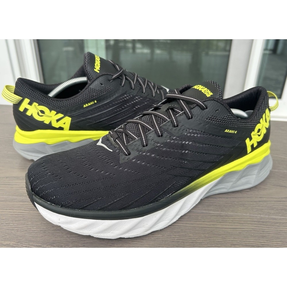 Hoka One One Size 12 Mens Black Arahi 4 Sports Performance Running Shoes